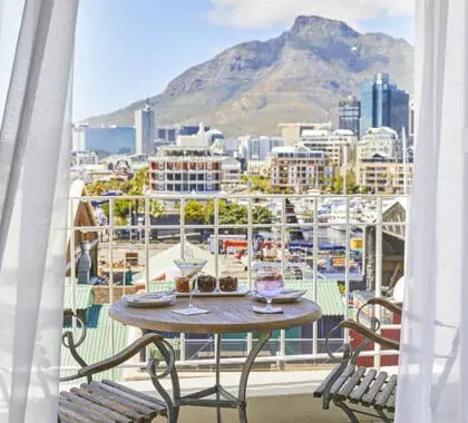 Take in the views of Table Mountain from your luxury suite at Queen Victoria Hotel.