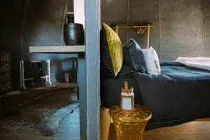 Luxurious interiors with rich colours and textures. 