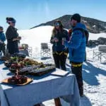 A champagne picnic on the ice.