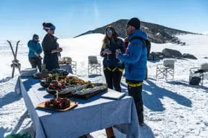 A champagne picnic on the ice.