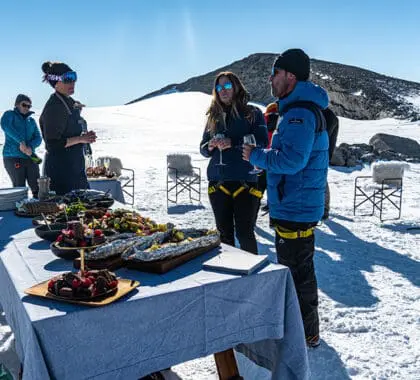 A champagne picnic on the ice.