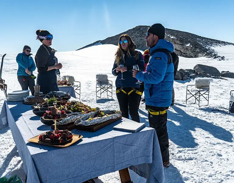 A champagne picnic on the ice.
