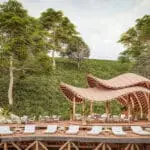 The pool deck welcomes an afternoon of relaxation.