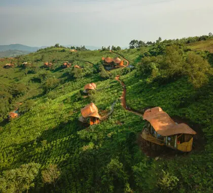 Set on a hillside with sweeping views.