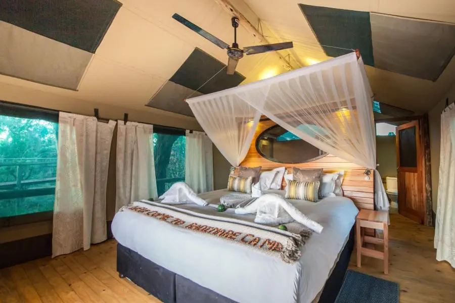 A cosy king-sized bed promises a glorious night’s rest.