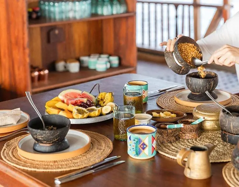 Beautiful meals enjoyed on the dhow. 