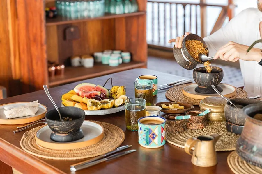 Beautiful meals enjoyed on the dhow. 