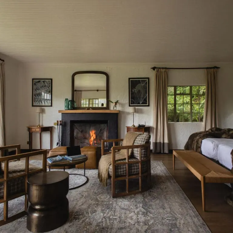 Enjoy a hot chocolate next to the fireplace. 