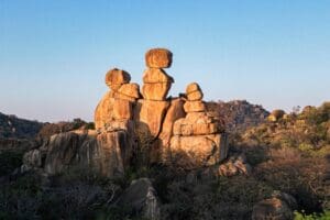 The immersive rock formations are an iconic feature of the Matobo landscape.