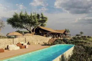 Enjoy refreshing dips in the infinity lap pool.
