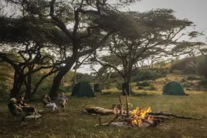 The campsite is thoughtfully set up, providing a seamless flow between your private quarters and communal areas.