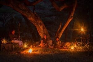 Set yourself up on floor cushions and camping chairs to unwind and share stories from the day's walk. 