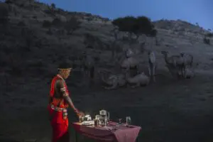 Bush dining under the stars is an unforgettable experience. 