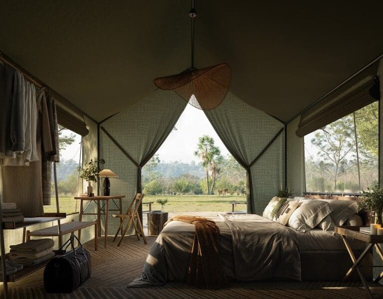 Chicari Camp's tents are a luxurious gateway to the park. 