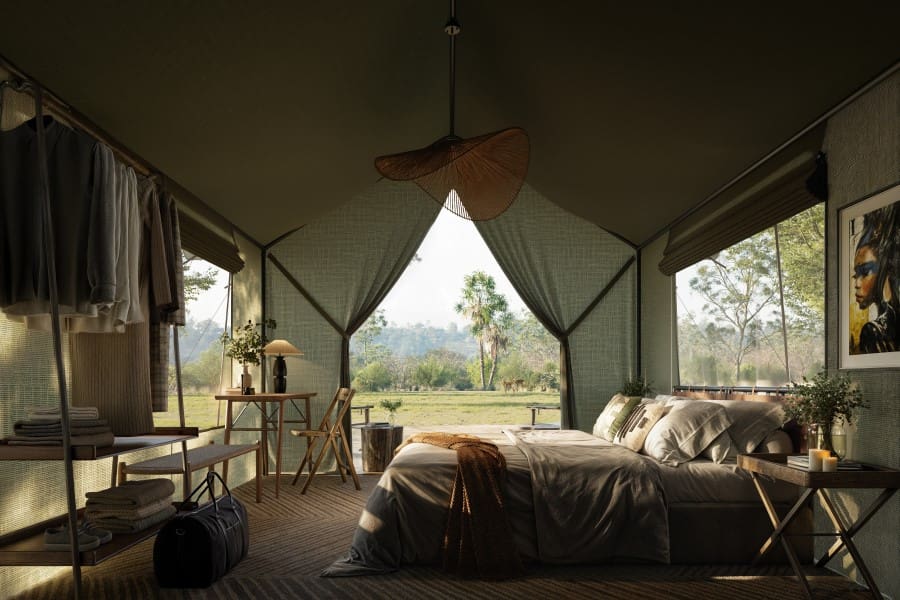 Les tentes de Chicari Camp constituent une porte d'entrée luxueuse dans le parc. 