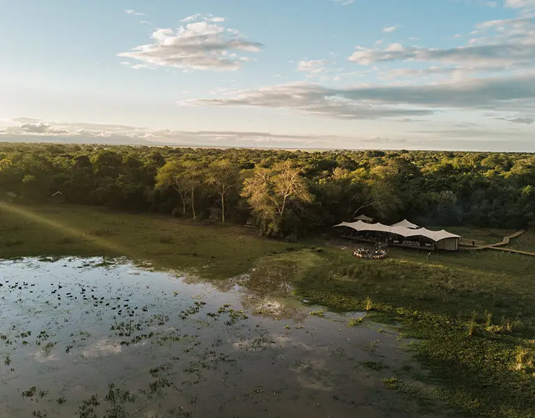 Chicari Camp is set at the foot of a seasonally flooded pan. 