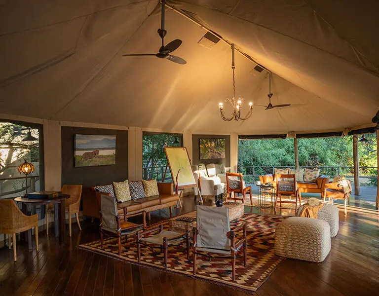 Relax in the lounge with a cool drink after your morning game drive.