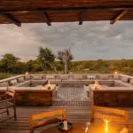 A spacious firepit area.
