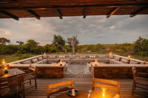 A spacious firepit area.