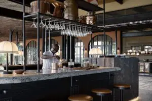 Order a cocktail or coffee from the bar. 