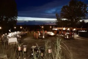 Dine under the stars in an outdoor boma. 