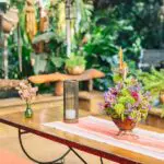 A long dining table invites convival meals with fellow guests.