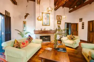 Curl up next to the fireplace with a book from the library.