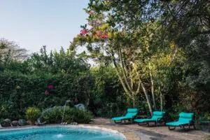 Enjoy poolside sunbathing. 
