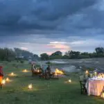 Disfrute de una cena en la sabana bajo las estrellas.