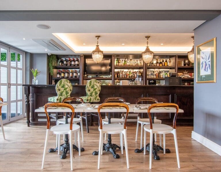 The bar and café is a great spot to enjoy a drink and a light lunch.