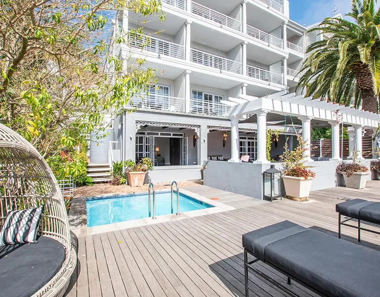 The Ground Floor 3-Bedroom Deluxe apartment has a private plunge pool.