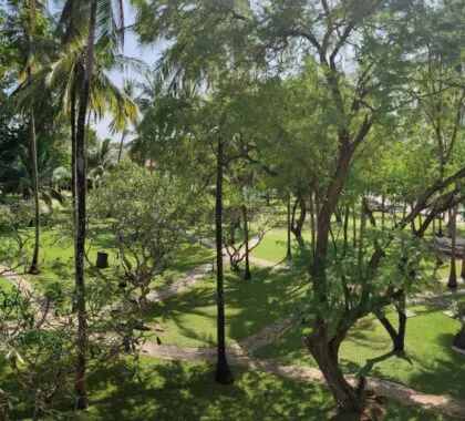 Each corner of the resort is connected by stone walkways.