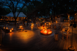 Gather around the firepit with good company and drinks.