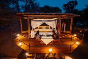 A treehouse sleep-out experience is a romantic addition for couples. 