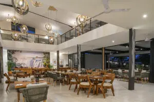 Dining at Waterfalls Lodge.