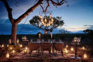 A lantern-lit dinner under the stars.