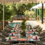 A lunch setup on the deck. 