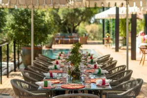 A lunch setup on the deck. 