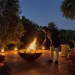 Evenings fireside, under the stars.