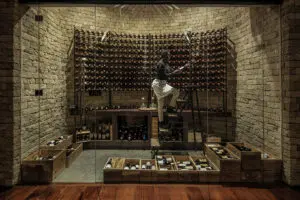 The wine cellar.
