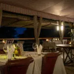 Dining on the verandah. 