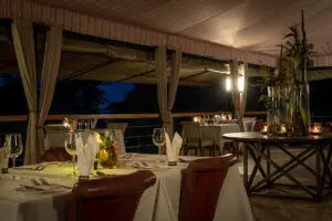 Dining on the verandah. 