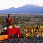Puesta de sol frente al Kilimanjaro.
