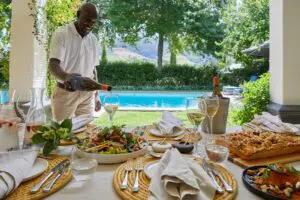 Savour poolside lunches. 