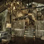The lounge at Nimali Mara is set amongst  boulders. 