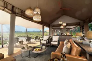 The lounge at Nkasa Linyanti | Image is an artist's render.
