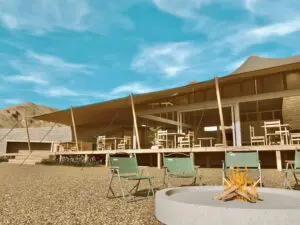 The fire pit at Hoanib Elephant Camo | Image is an artist's render.