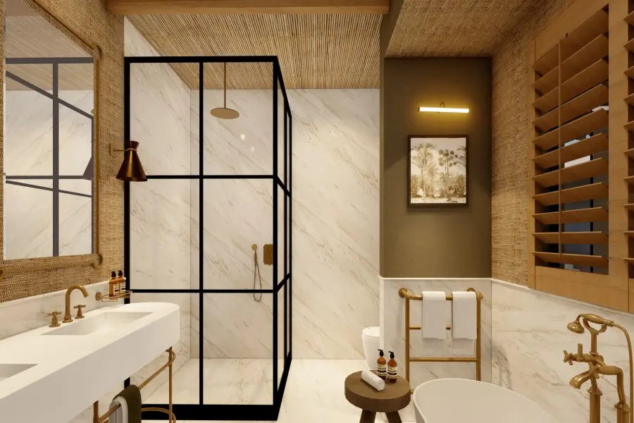 The bathroom at Laba Ngorongoro Lodge | Image is an artist's render.