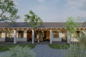 The courtyard at Laba Ngorongoro Lodge | Image is an artist's render.