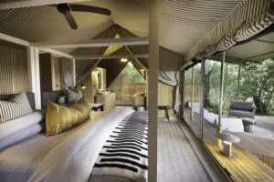 Tent interiors are comfortable and stylish.
